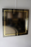 Square 1970s Gold and Steel Mirror