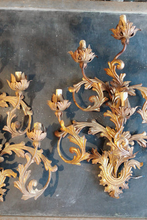 X Pair of Brass Wall Lights