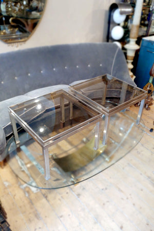 X Pair of Steel Side Tables attributed Guy Lefevre for Maison Jensen