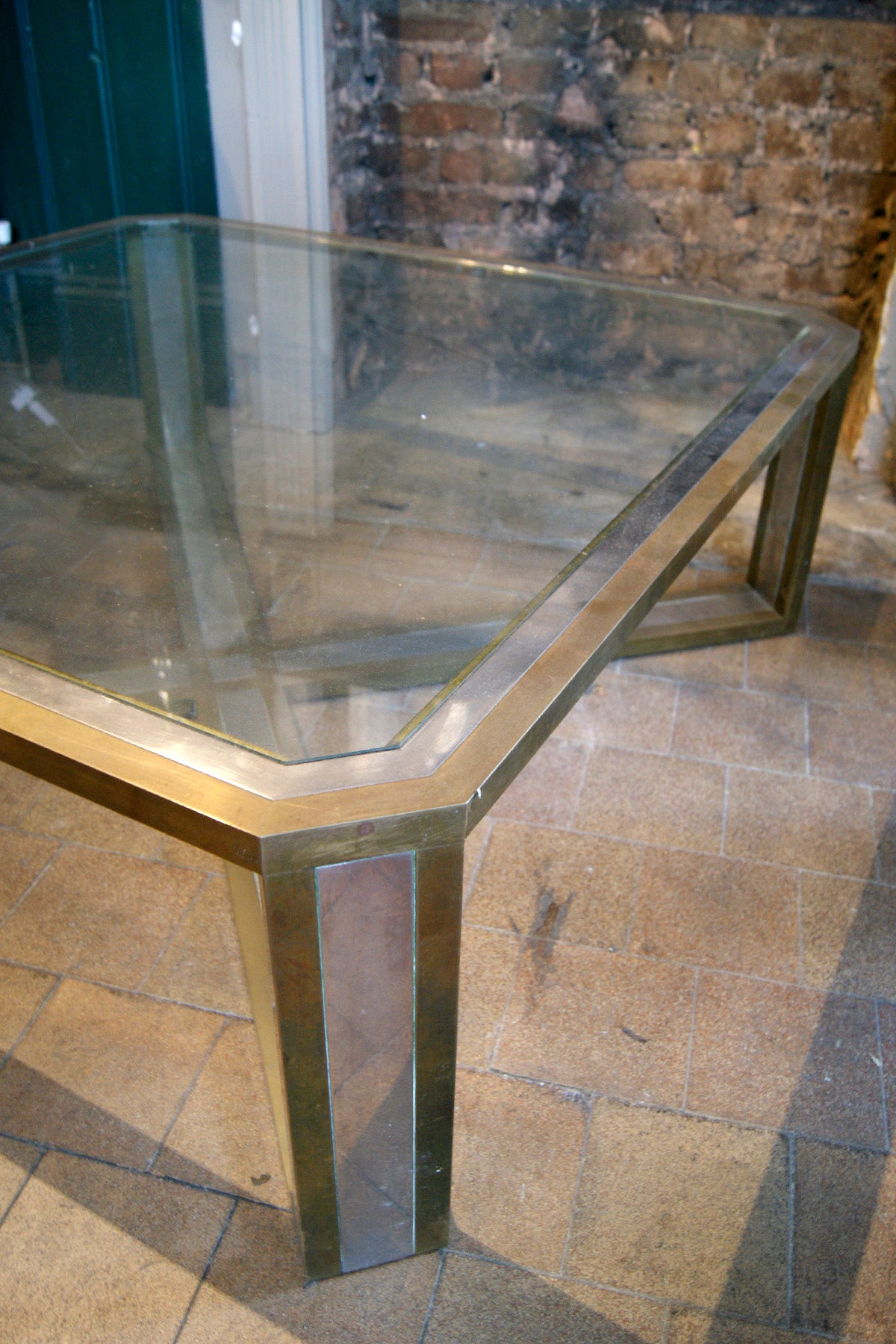 Large Brass and Chrome Coffee Table