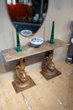 Marble Topped Ornate Fish Console