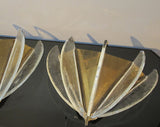 X Large pair of 1970s Brass and Glass Wall Lights by Mazega