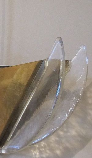 X Large pair of 1970s Brass and Glass Wall Lights by Mazega