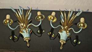 X A superb quality signed Maison Charles pair of bronze wall lights.