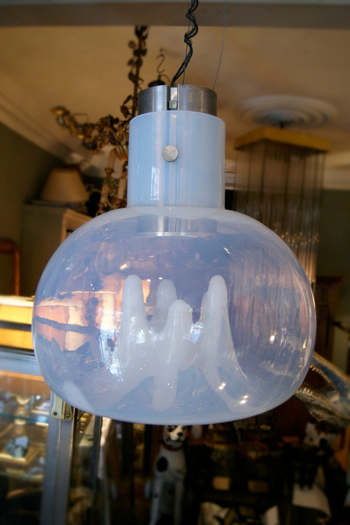 Round Glass 'Lava Lamp' Chandelier