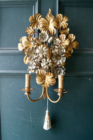 X Gold Flower Bouquet Wall Light