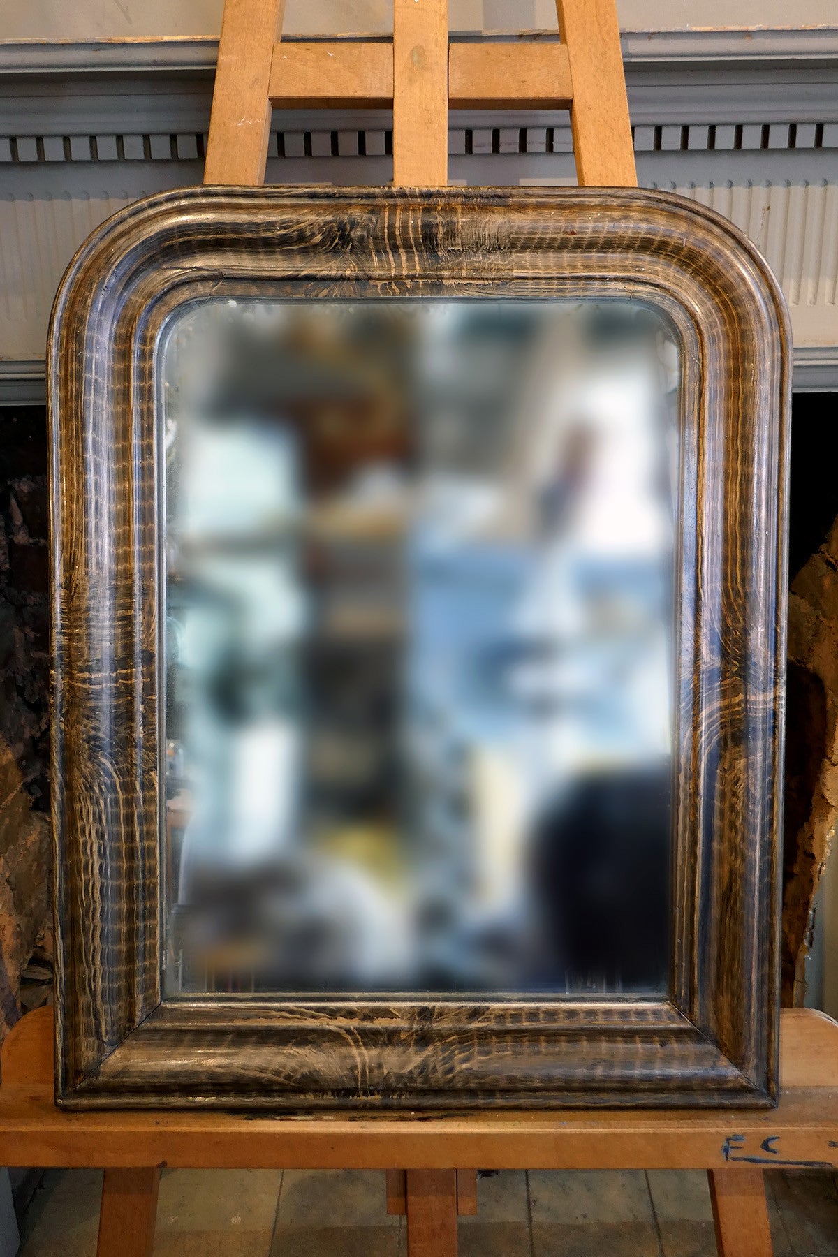 X Small french mirror with original glass plate circa 1900.