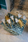 Floral Glass Brass Stemmed Wall Lights
