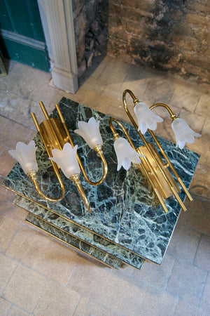 Floral Glass Brass Stemmed Wall Lights