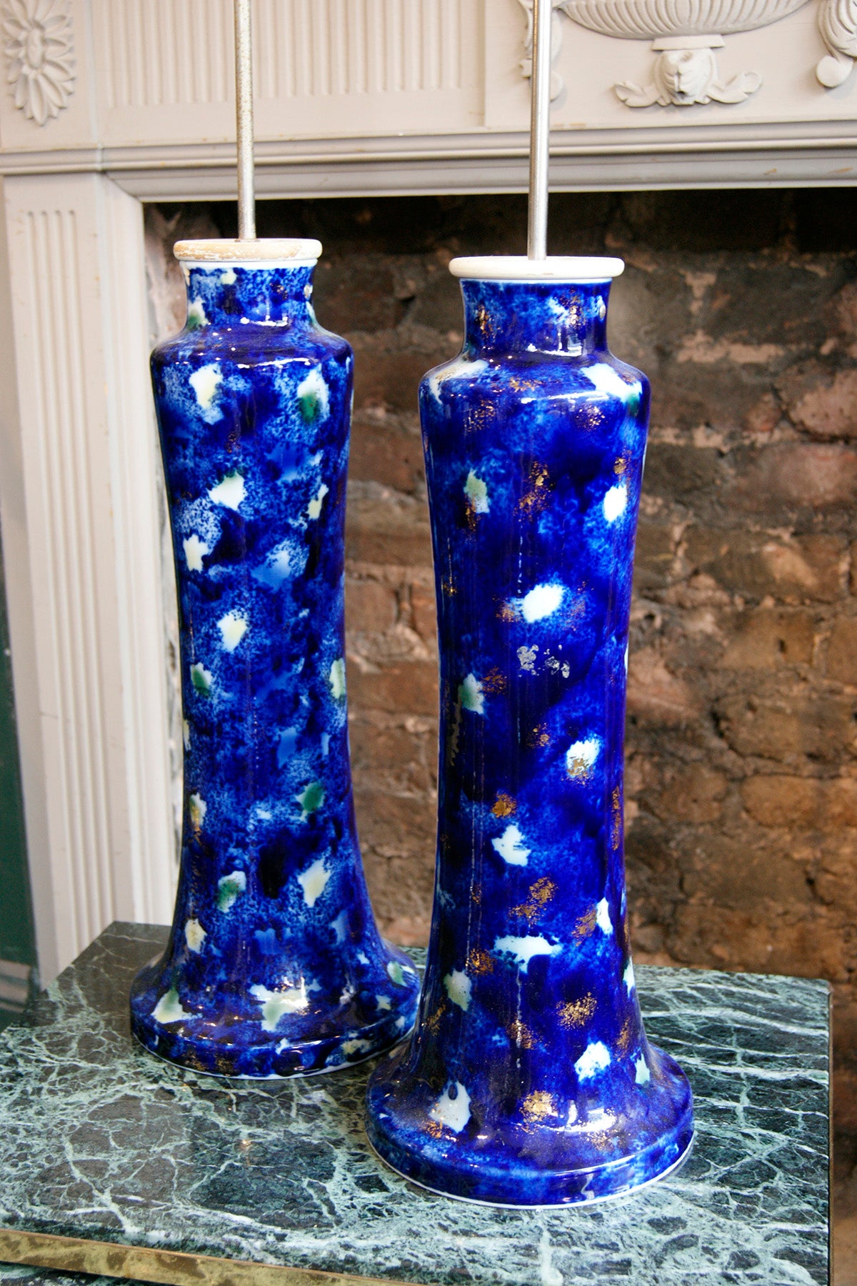 Pair of Blue Ceramic Lights