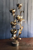 X 1970s Brass Naturalistic Floor Lamp Modelled as Peonies in the Style of Maison Jansen