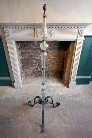 X Glass Floor Lamp with Iron Feet