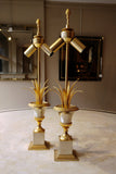 X Pair of Gold Urn Lamps