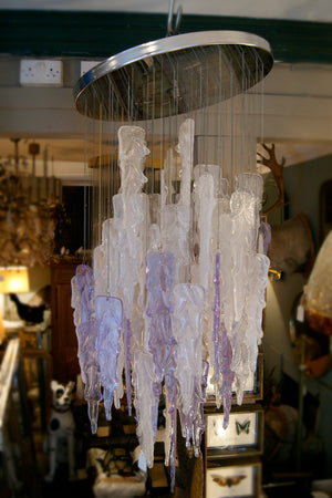 White and Purple Murano Glass Chandelier