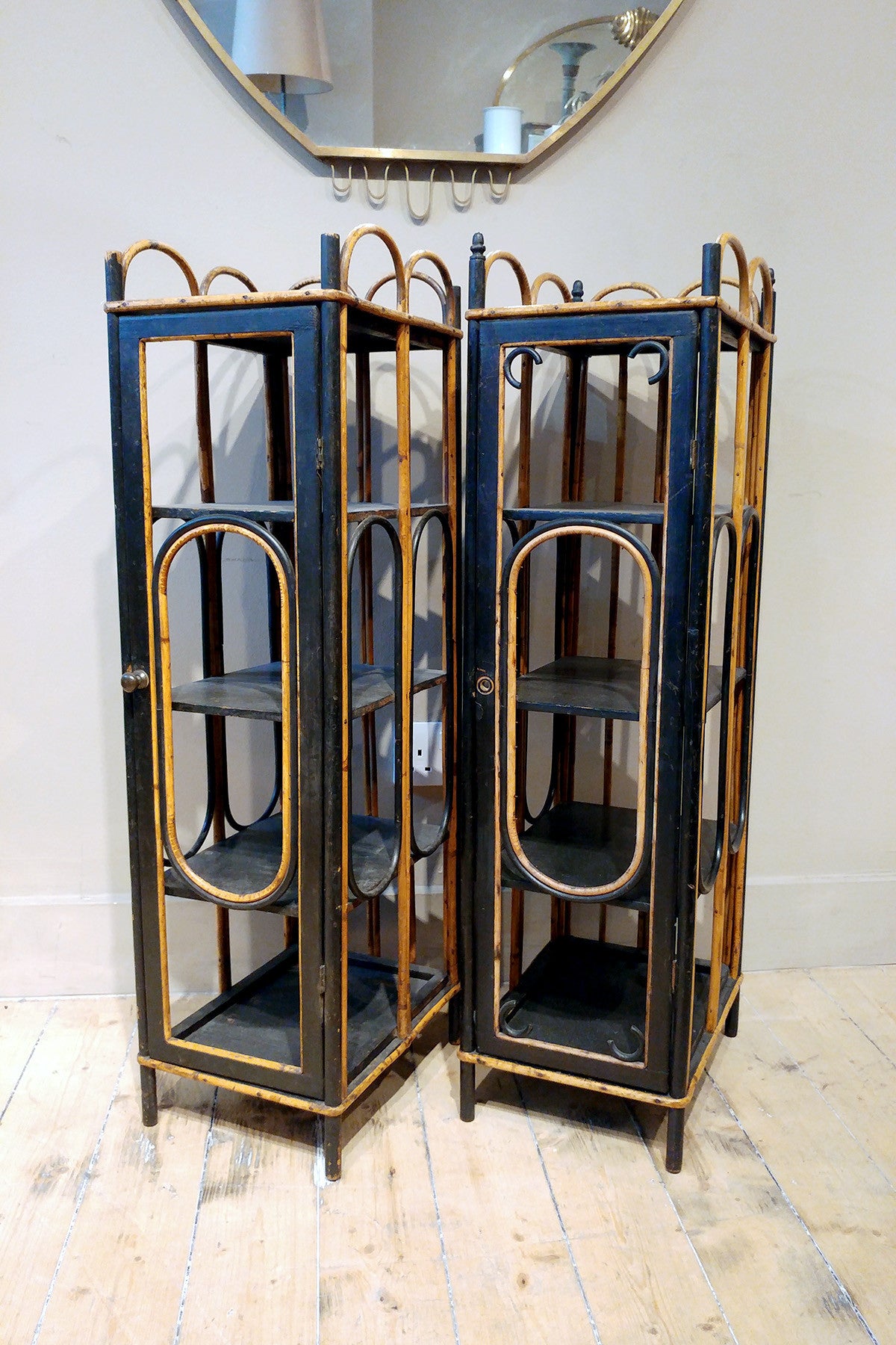 Pair of Bamboo Slipper Cupboards