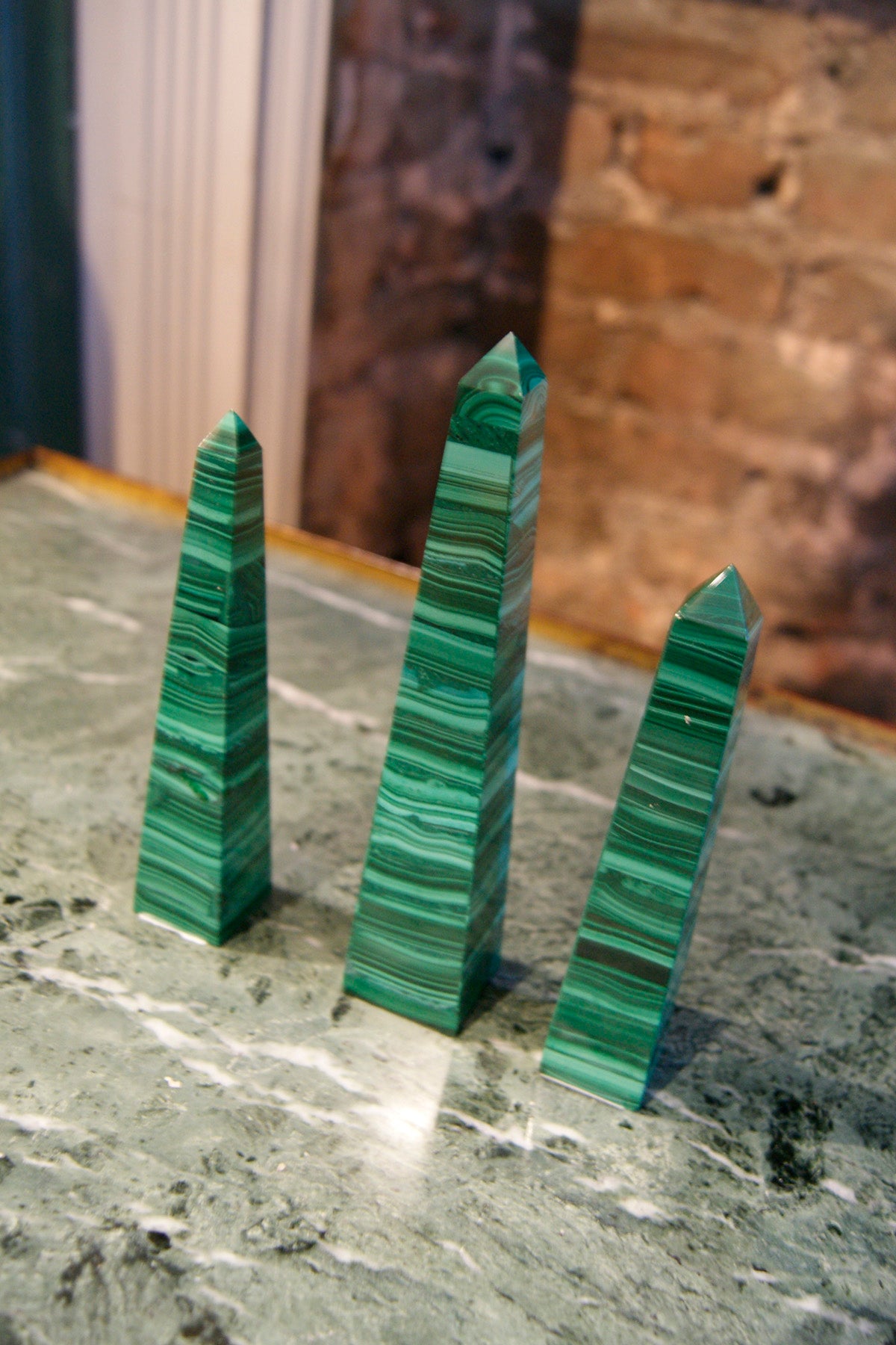 Miniature Malachite Obelisks