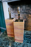 Pair of Marble table lamps with brass detail circa 1970 .