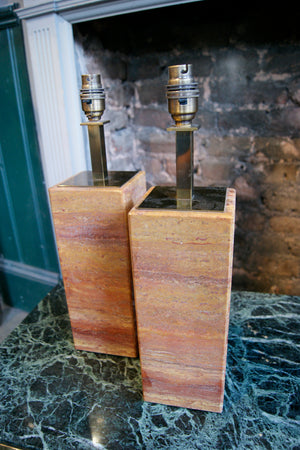 Pair of Marble table lamps with brass detail circa 1970 .