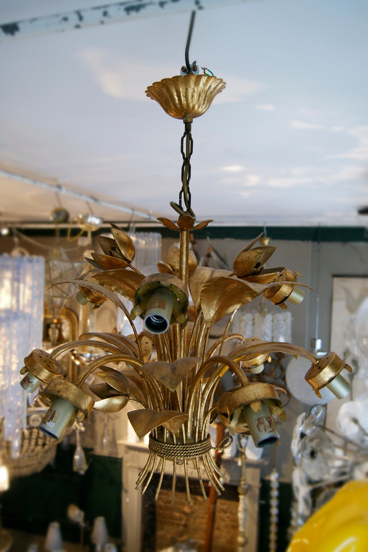 Italian gold flower chandelier.