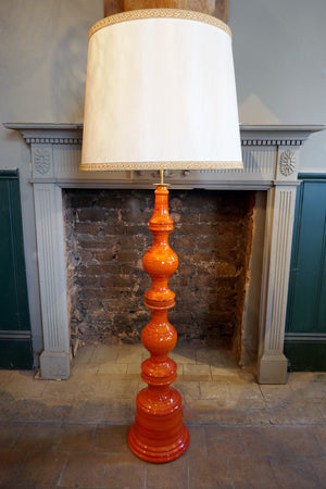 X Large Orange Ceramic floor Lamp .