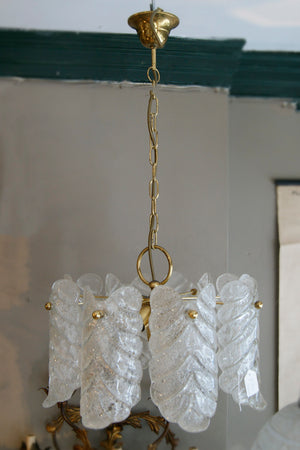 Swedish glass leaf chandelier.