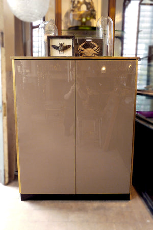 X Glass Surface Bar with Elegant Brass Edging
