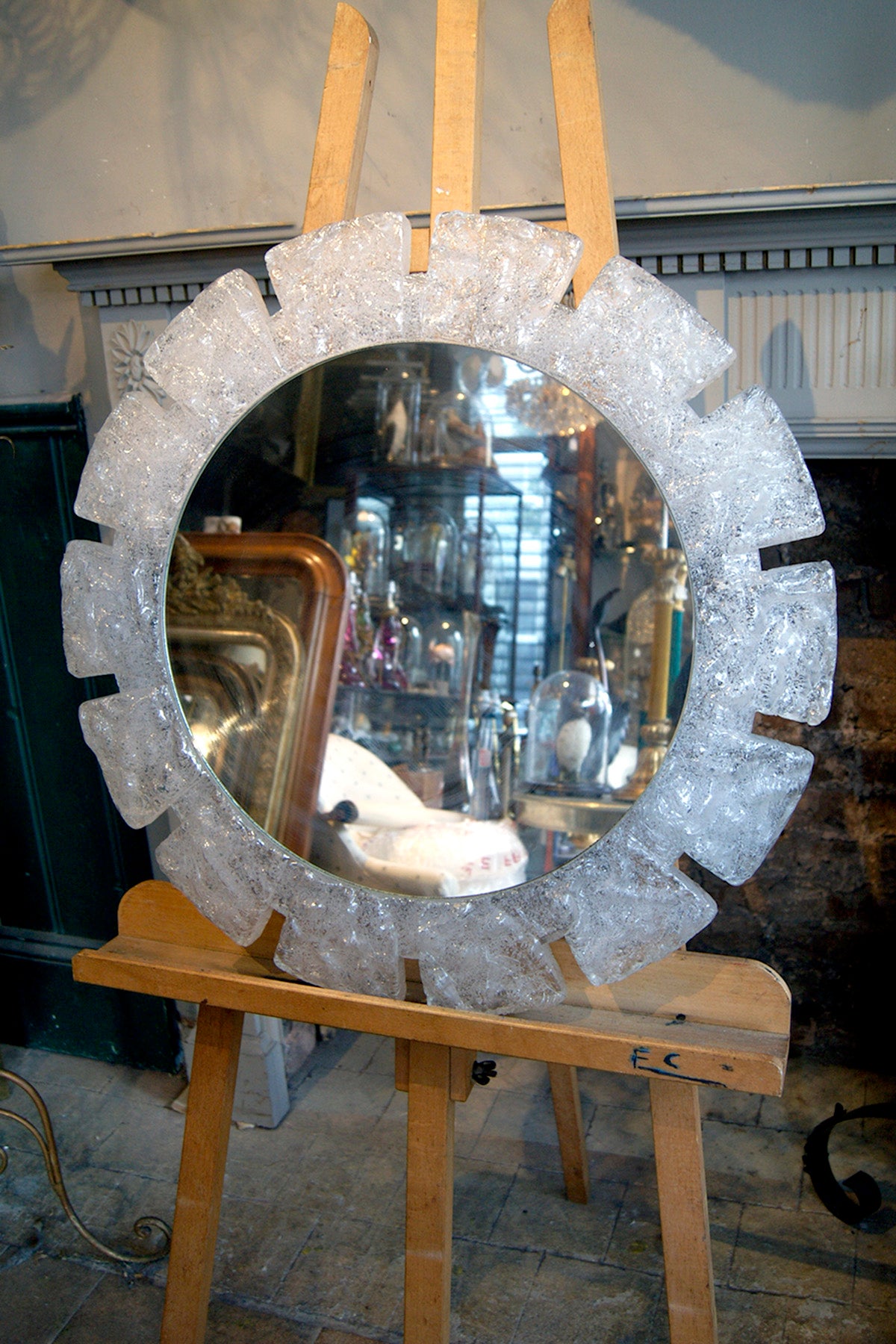 Large 1970's circular backlit resin mirror .