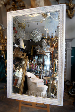 X Large White Mirror with Detailed Edging