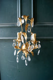 X Pair of Gold Gilt Glass Drop Wall Lights