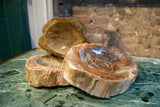 Selection of fossilised wood bowls.
