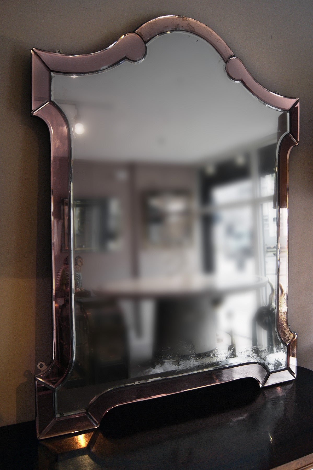 X Pair of 1920s Pink  Edged Mirrors English mirrors.