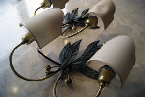A Large Pair of Italian  polychrome , Bronze Wall Lights circa 1970