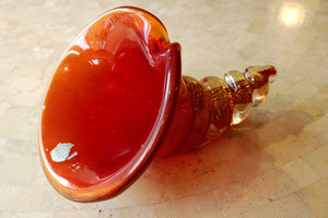 Murano Glass Cornicopia by Mazega with 24 carat gold inclusions .