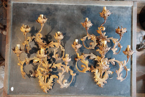 X Pair of Brass Wall Lights