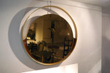 Large 1970s italian wall mirror with substantial solid brass frame.
