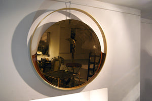 Large 1970s italian wall mirror with substantial solid brass frame.
