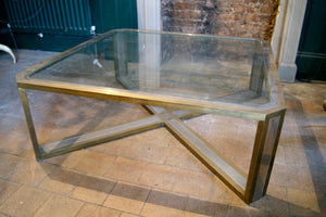 Large Brass and Chrome Coffee Table