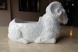 X Interesting Porcelain Ram Planter