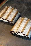 X Pairs of Brass and Murano Glass Wall Lights