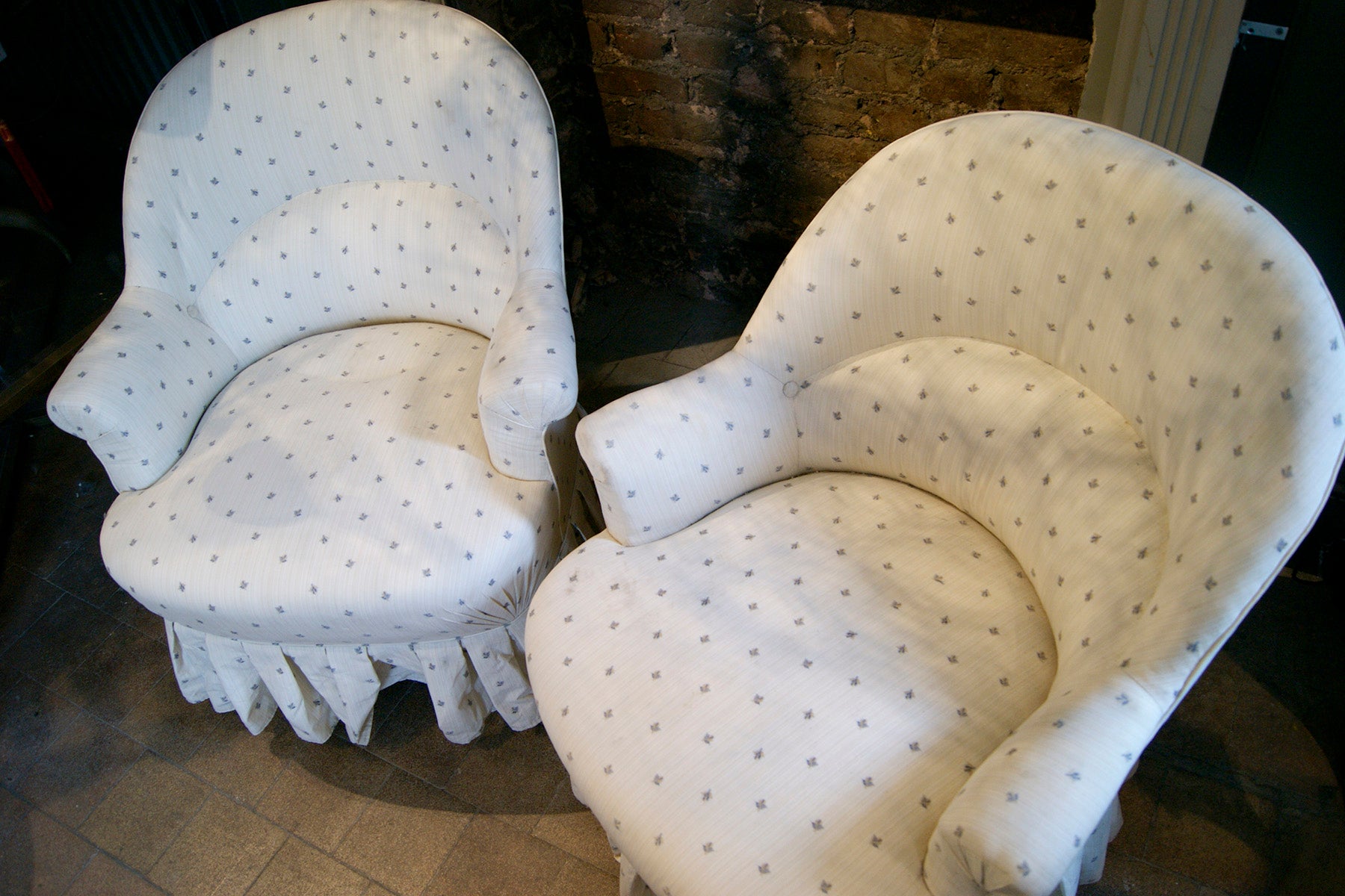 X Pair of Bedroom Chairs with Floral Detailing