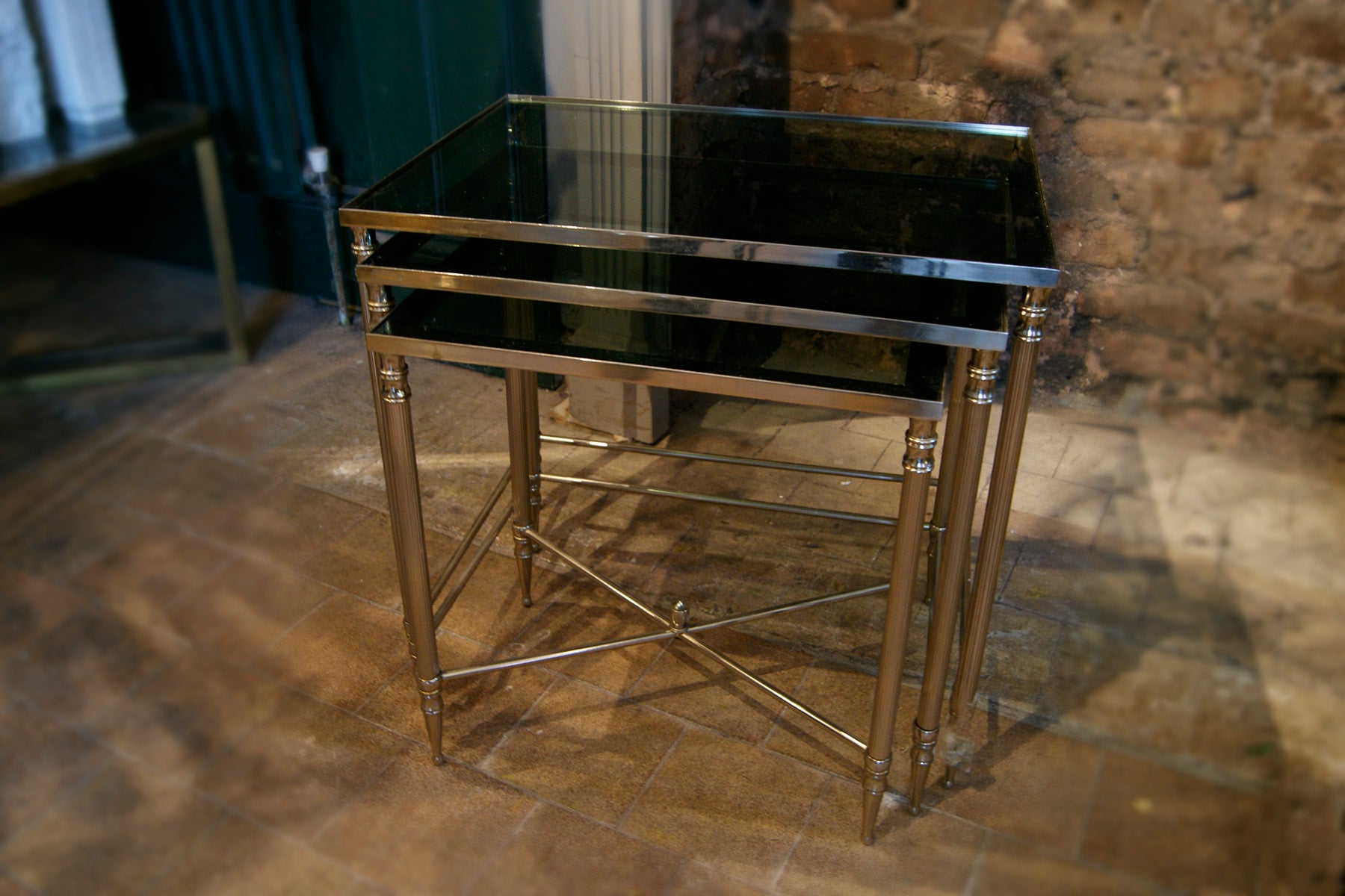 Glass and Chrome Nest of Tables