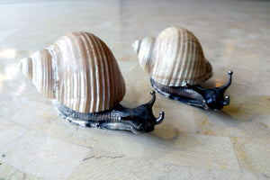 WMF (signed) silver plated snail with polished shell table ornaments.