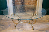 X Brass Swan Coffee Table with Glass Top