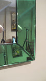 Italian mid century Mirror with Green Glass Frame