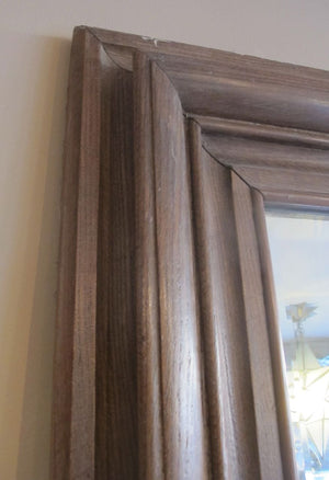 X Huge French Antique Mirror with Pronounced Oak Frame and original Glass