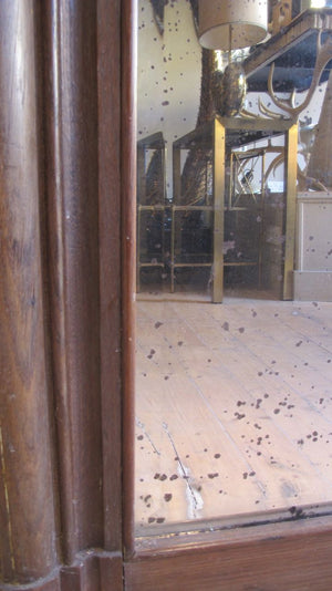 X Huge French Antique Mirror with Pronounced Oak Frame and original Glass