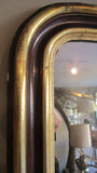 Large Antique French Mirror with original Glass and part Gilt Frame