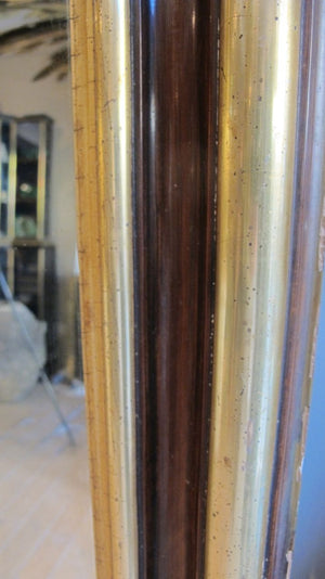 Large Antique French Mirror with original Glass and part Gilt Frame