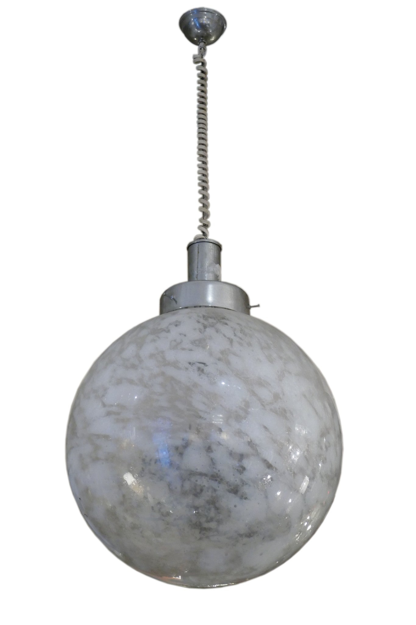 X 1970s Murano mottled Glass ball Chandelier