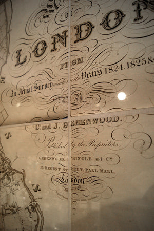 X Huge Three Piece Greenwood Wall Map of London